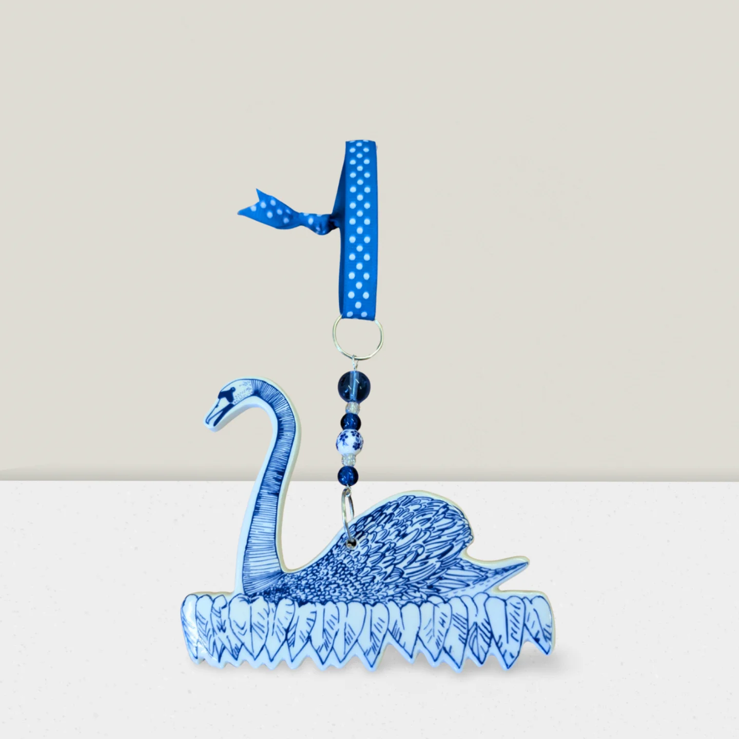 Bowes Museum Silver Swan Handmade Ceramic Decoration
