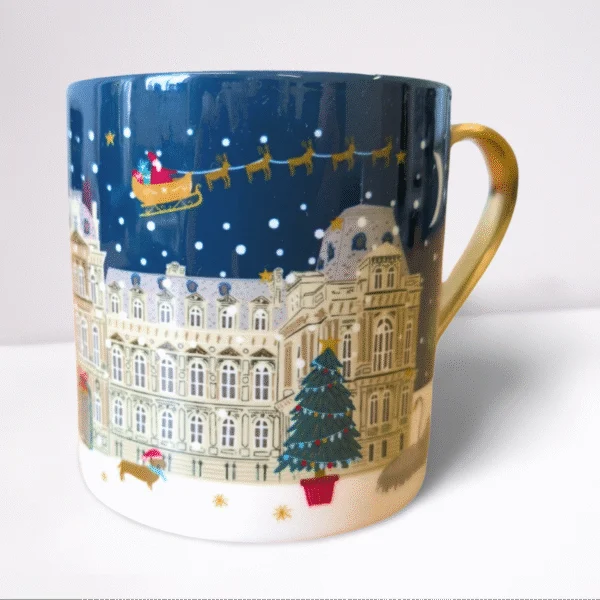 Bowes Museum x Jessica Hogarth Festive Gold Handled Mug - Image 3